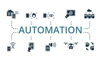 automation set icon editable icons vector image