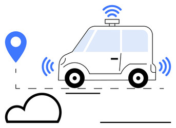 autonomous smart car with navigation signals vector image