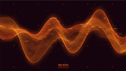 big data orange wave visualization futuristic vector