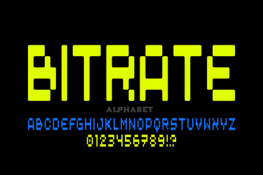 bitrate digital pixel style font alphabet vector image