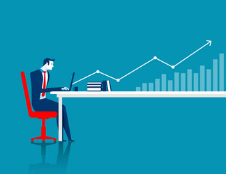 businessman working at computer with arrow vector image