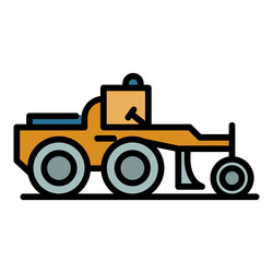 construction grader machine icon color outline vector image