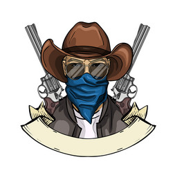 hand drawn sketch cowboy icon vector