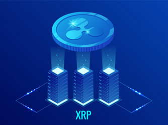 isometric ripple coin xrp cryptocurrency mining vector image