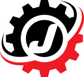Letter j cog gear cute simple logo Royalty Free Vector Image