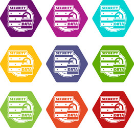 lock data security icons set 9 vector image