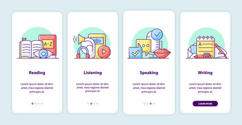 Onboarding App Screens - Learning Steps vector image