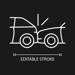 rear-end collision white linear icon for dark vector image