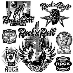 Rock Music Patterns - Monochrome vector image