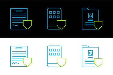 set line document with shield contract vector image