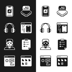 set software headphones mobile apps processor vector image