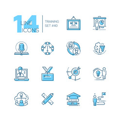 Training - set of line design style icons vector