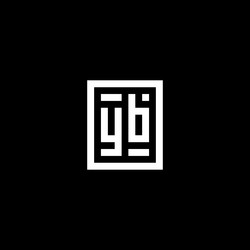 yb initial logo with square rectangular shape vector image