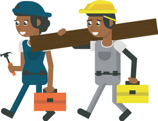 Construction workers geometric cartoons Royalty Free Vector