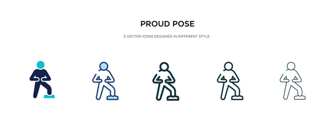 Proud pose icon in different style two colored vector