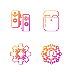 set line project team base processor gamepad vector image