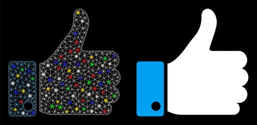 flare mesh wire frame thumb up icon with vector image