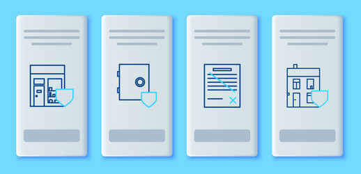 set line safe with shield delete file document vector image