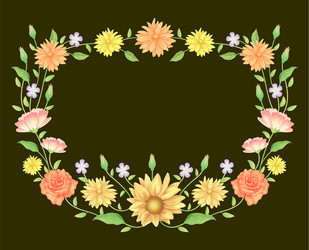 floral frame template decoration on black Vector Image