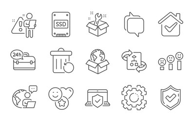 seo gear technical algorithm and spanner icons vector image