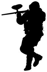 Silhouette a paintball player vector