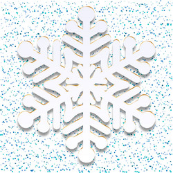 white snowflake icon with shadow on blue confetti vector image