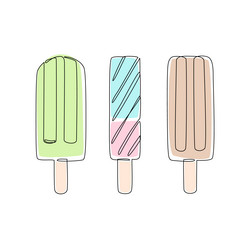 abstract colorful ice cream continuous one line vector image