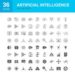 Artificial Intelligence Icons - Line & Solid vector