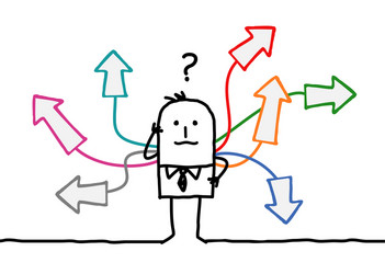 Cartoon Figure Pointing Multiple Ways vector image
