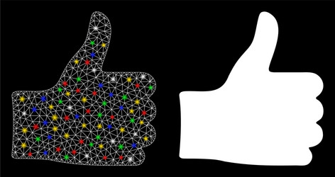 flare mesh wire frame thumb up icon with vector image
