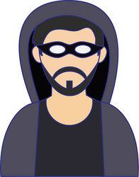 Hacker with mask avatar blue lines vector