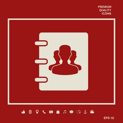 notebook address phone book icon with symbol vector image