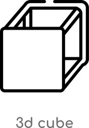 outline 3d cube icon isolated black simple line vector image