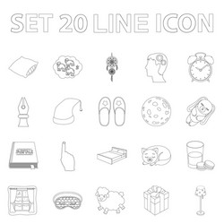 Rest and sleep outline icons in set collection vector