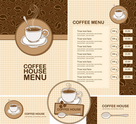 set of design elements for coffee house with menu vector