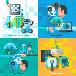 artificial intelligence concept icons set vector