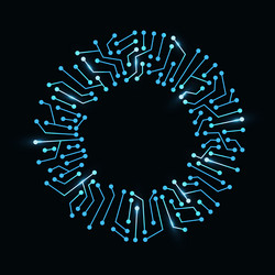 circuit board circle frame abstract digital round vector image