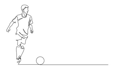 continuous line drawing of soccer player shooting vector image
