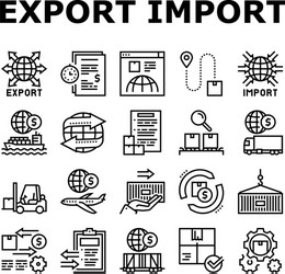 Export import logistic collection icons set vector