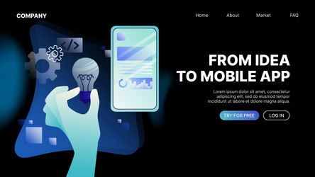 from idea to mobile app banner application vector image