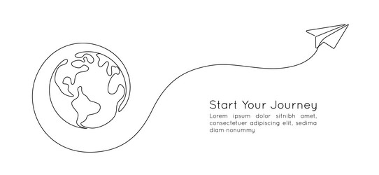 one continuous line drawing of earth globe vector image