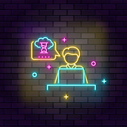 Online education student neon icon vector