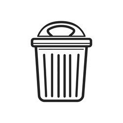 outline trash can icon with lid waste container vector image