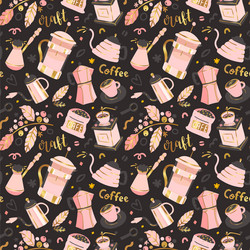 seamless pattern with coffee making tools vector