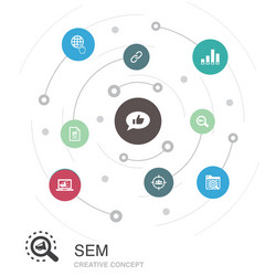 sem colored circle concept with simple icons vector