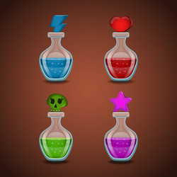 Set bottles with different potions vector