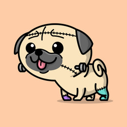 A cute pug dog look like zombie cartoon vector