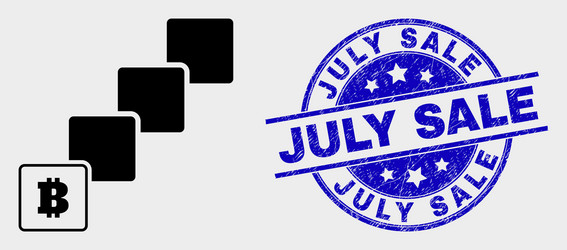 Bitcoin blockchain icon and distress july vector