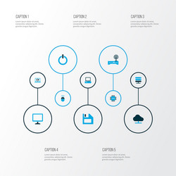 Hardware icons colored set with cpu wifi vector