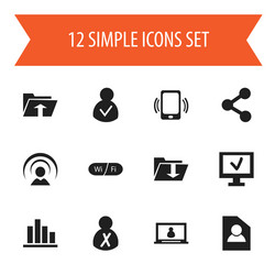set of 12 editable network icons includes symbols vector image